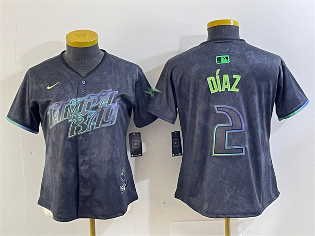 Women's Tampa Bay Rays #2 Yandy Díaz Charcoal 2024 City Connect Limited Stitched Baseball Jersey(Run Small)